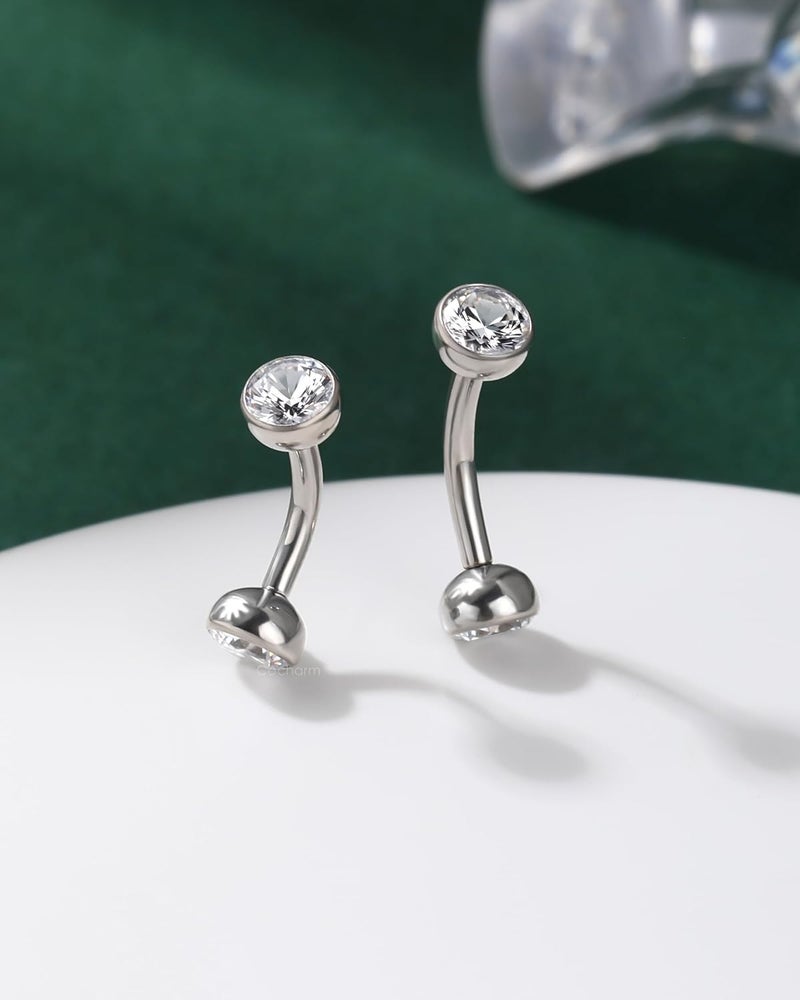 COCHARM Cute Titanium Rook Earrings 16g Silver Surgical Steel Rook Piercing Jewelry 6mm 8mm Eyebrow Rings Eyebrow Barbell Threaded Dainty Rook Bar Nickel Free - Image 5